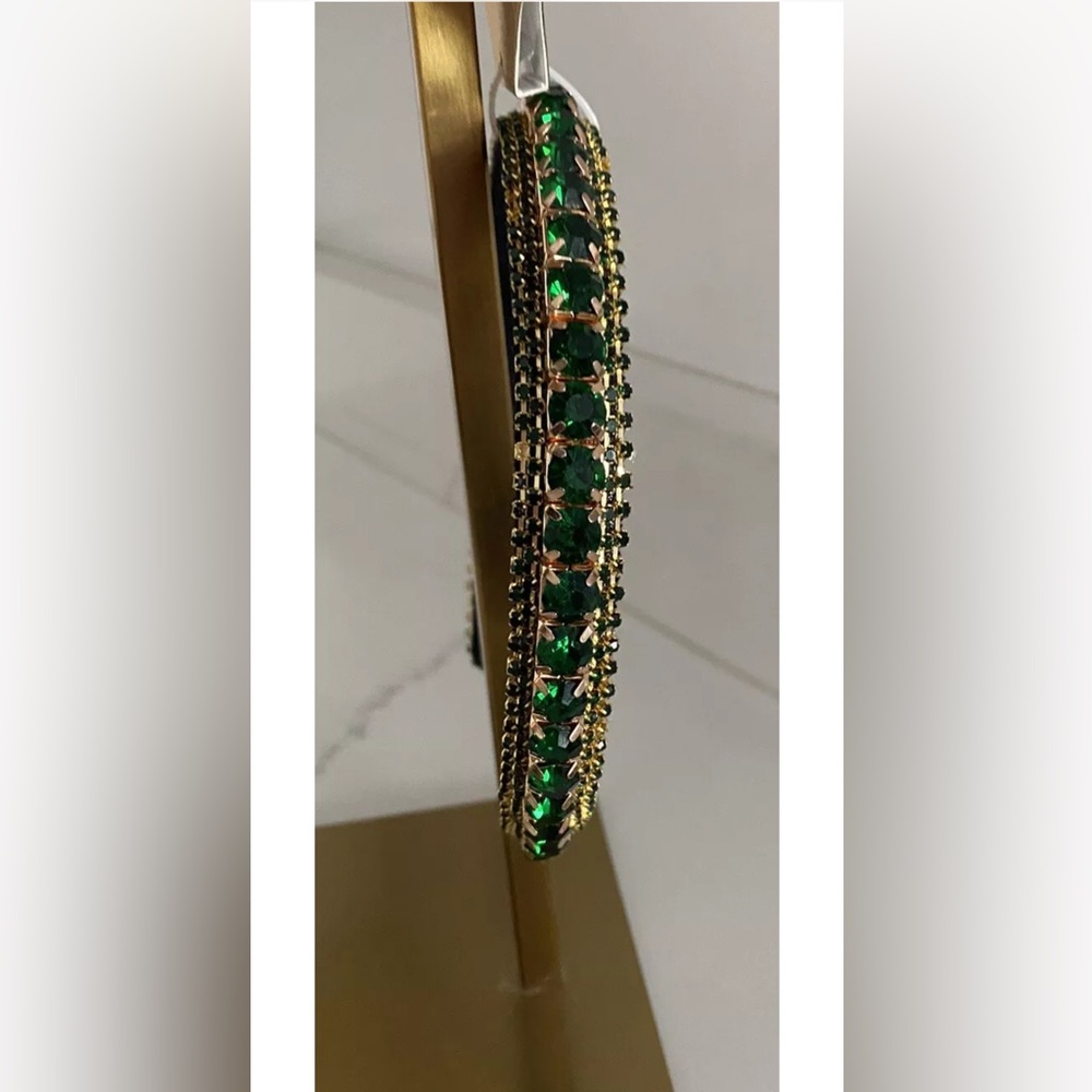 NWT PIPER.K HEAD BAND GREEN RHINESTONES GOLD BLACK FELT HAIR ACCESSORIES